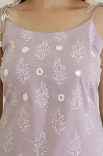 Lavender Women Floral Printed Cotton Kurta with Pyjama & Dupatta