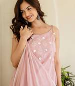 Pink Women Floral Printed Cotton Kurta with Pyjama & Dupatta