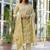 Yellow Women Floral Printed Cotton Kurta with Trousers & Dupatta