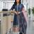 Blue Ethnic Motifs Printed Cotton Anarkali Kurta With Churidar & Dupatta Set