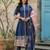 Blue Ethnic Motifs Printed Cotton Anarkali Kurta With Churidar & Dupatta Set