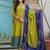 Olive Green Ethnic Motifs Printed Cotton Anarkali Kurta With Churidar & Dupatta Set