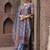 Grey Pink Floral Printed Beads Stones Kurta Trouser Set With Dupatta