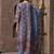 Grey Pink Floral Printed Beads Stones Kurta Trouser Set With Dupatta