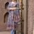 Grey Pink Floral Printed Beads Stones Kurta Trouser Set With Dupatta