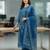 Blue Women Ethnic Motifs Printed Kurta with Trousers & Dupatta Cotton Set