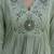 Green Floral Yoke Design V-Neck Empire Aari Work Cotton Kurta with Pyjamas & Dupatta