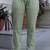 Green Floral Yoke Design V-Neck Empire Aari Work Cotton Kurta with Pyjamas & Dupatta