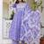 Purple Floral Embroidered Sequinned Empire A-Line Anarkali Cotton Kurta With Trousers & Dupatta