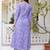 Purple Floral Embroidered Sequinned Empire A-Line Anarkali Cotton Kurta With Trousers & Dupatta