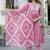 Pink Women Floral Embroidered Thread Work Anarkali Cotton Kurta Trousers & With Dupatta