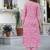 Pink Women Floral Embroidered Thread Work Anarkali Cotton Kurta Trousers & With Dupatta