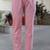 Pink Women Floral Embroidered Thread Work Anarkali Cotton Kurta Trousers & With Dupatta