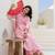 Baby Pink Women Floral Embroidered Anarkali Cotton Kurta with Trousers & Dupatta