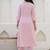 Baby Pink Women Floral Embroidered Anarkali Cotton Kurta with Trousers & Dupatta