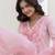 Baby Pink Women Floral Embroidered Anarkali Cotton Kurta with Trousers & Dupatta