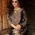 Black Ethnic Motifs Printed Silk Blend Straight Kurta With Trousers & Dupatta
