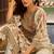 Off White Ethnic Motifs Printed Round Neck Silk Blend Straight Kurta With Trousers & Dupatta