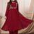 Women's maroon georgette embroidered kurta set with pant and dupatta