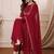 Women's maroon georgette embroidered kurta set with pant and dupatta