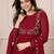 Women's maroon georgette embroidered kurta set with pant and dupatta