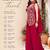 Women's red georgette embroidered straight kurti set with palazzo and dupatta