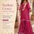 Women's pink viscose embroidered straight kurti set for women with sharara