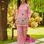 Women's pink viscose embroidered kurti set with pant