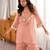 Women's peach viscose embroidered straight kurti set for women with sharara