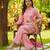 Women's pink viscose embroidered kurti set with pant