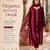 Women's maroon silk blend embroidered straight kurta set with pant and dupatta