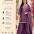 Women's purple silk blend embroidered straight kurta set with palazzo and dupatta