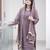 Women's mauve georgette embroidered straight kurta set with pant and dupatta