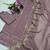 Women's mauve georgette embroidered straight kurta set with pant and dupatta