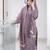 Women's mauve georgette embroidered straight kurta set with pant and dupatta