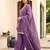 Women's purple silk blend embroidered straight kurta set with palazzo and dupatta