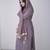 Women's mauve georgette embroidered straight kurta set with pant and dupatta