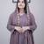 Women's mauve georgette embroidered straight kurta set with pant and dupatta