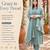 Women's sky blue georgette embroidered straight kurta set with pant and dupatta