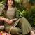 Women's olive silk blend embroidered straight kurta set with palazzo and dupatta