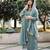 Women's sky blue georgette embroidered straight kurta set with pant and dupatta