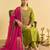 Women's olive silk blend embroidered straight kurta set with pant and dupatta
