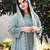 Women's sky blue georgette embroidered straight kurta set with pant and dupatta