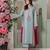 Women's light blue crepe embroidered straight kurta set with pant and dupatta