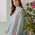 Women's light blue crepe embroidered straight kurta set with pant and dupatta