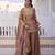Women's peach silk blend embroidered kurta set with palazzo and dupatta