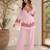 Women's pink georgette embroidered kurti set with pant