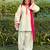 Women's off white cotton embroidered straight kurta set with pant and dupatta