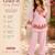 Women's pink georgette embroidered kurti set with pant