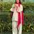 Women's off white cotton embroidered straight kurta set with pant and dupatta